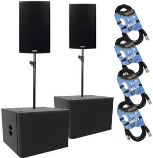 (2) EAW RS153 1500W 15 2-Way Self-Powered Loudspeaker - (2) EAW RS118 Subwoofer - (2) Poles - (4) XLR Cables Bundle (2) EAW RS153 1500W 15 2-Way Self-Powered Loudspeaker - (2) EAW RS118 Subwoofer - (2) Poles - (4) XLR Cables Bundle