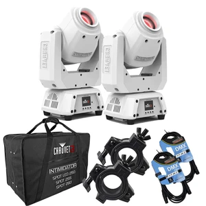 (2) Chauvet DJ Intimidator Spot 260X 75W LED Moving Head (White), Chauvet DJ CHS-2XX, (2) DMX Cables, (2) O-Clamp Bundle (2) Chauvet DJ Intimidator Spot 260X 75W LED Moving Head (White), Chauvet DJ CHS-2XX, (2) DMX Cables, (2) O-Clamp Bundle