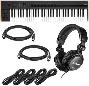 Korg Keystage 61-key MIDI Keyboard Controller, Tascam TH-02, (2) Midi Cables, (4) 1/4 Cables Bundle Korg Keystage 61-key MIDI Keyboard Controller, Tascam TH-02, (2) Midi Cables, (4) 1/4 Cables Bundle