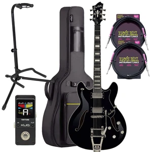 Hagstrom Tremar Viking Deluxe Electric Guitar Gloss Black, Gator Stand GFW-GTR-1000, (2) ErnieBall Guitar Cables, KLIQ TinyTune, CAHAYA Case Bundle Hagstrom Tremar Viking Deluxe Electric Guitar Gloss Black, Gator Stand GFW-GTR-1000, (2) ErnieBall Guitar Cables, KLIQ TinyTune, CAHAYA Case Bundle