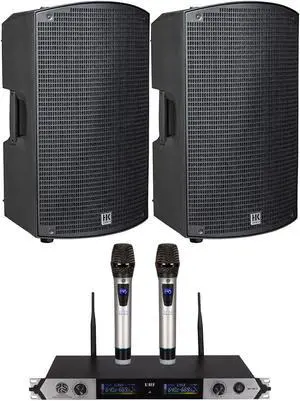 (2) HK Audio Sonar 110 Xi 800W 10 Powered Speaker  PSG Audio MP0919 Bundle