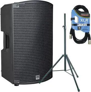 HK Audio Sonar 110 Xi 800W 10 Powered Speaker  Speaker Stand  XLR Cable Bundle
