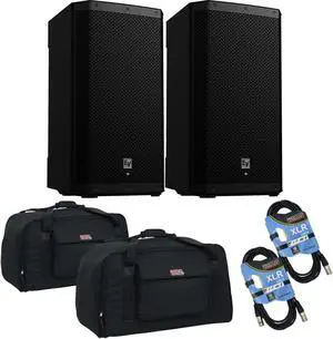(2) Electro-Voice ZLX-12P-G2 12 1000W Powered Speaker, (2) Gator Tote-12 Bags, (2) XLR Cables Bundle