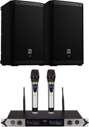 (2) Electro-Voice ZLX-8P-G2 8 1000W Powered Speaker, PSG AUDIO MP0919 Dual Wireless Mic Bundle