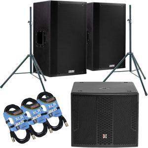 (2) EAW LA151  15 1500W 2-Way Active Speaker, (2) Speaker Stand, PSG AUDIO Chaos 18, (3) XLR Cables Bundle
