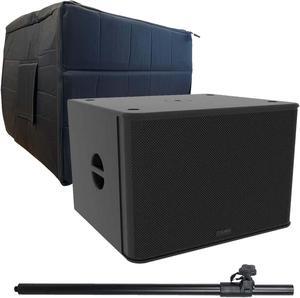 EAW RS118 1500W 18 Powered Subwoofer, EAW Sub Cover, Speaker Pole Bundle