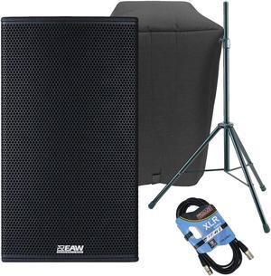 EAW RS121 1500W 12 Powered Loudspeaker, EAW Cover, Speaker Stand, XLR Cable Bundle