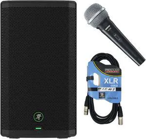 Mackie Thrash212 GO 300W 12 Battery-powered, Shure SV100, XLR Cable Bundle