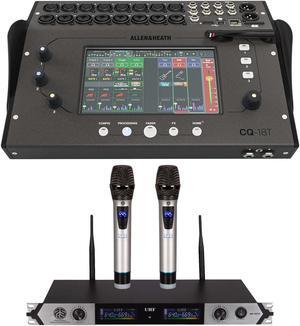 Allen & Heath CQ-18T 18-Channel Digital Mixer, PSG AUDIO MP-0919 Dual Wireless Mic Bundle