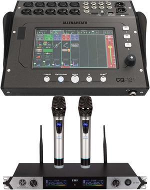 Allen & Heath CQ-12T 12-Channel Digital Mixer, PSG AUDIO MP-0919 Dual Wireless Mic Bundle
