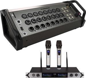 Allen & Heath CQ-20B 20-channel Digital Mixer, PSG AUDIO MP-0919 Dual Wireless Mic Bundle