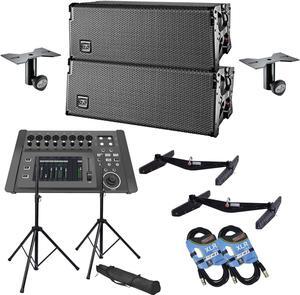 (2) DAS Event 210A Dual 10 Powered Line Array Speaker, PSG Audio DM-1608, (2) DAS AX-EV210, (2) DAS AXC-ZT, Speaker Stands Pair, (2) XLR Cables Bundle