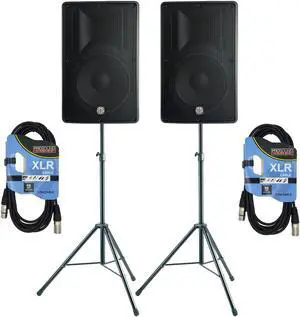 (2) PSG Audio Cobra 15 2000 Watt, Stands, (2) XLR Cable Bundle