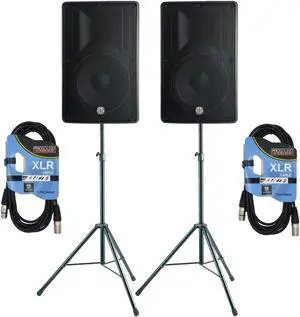 (2) PSG Audio Cobra 12 1600 Watt, Stands, (2) XLR Cable Bundle
