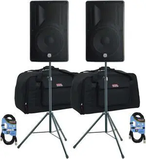 (2) PSG Audio Cobra 12 1600 Watt, (2) Gatot Tote12, Stands, (2) XLR Cables Bundle