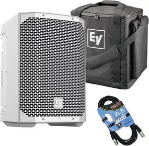 Electro-Voice Everse 8 Battery Speaker (White), Electro-Voice Padded Tote, XLR Cable Bundle