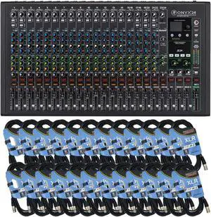 Mackie Onyx24 24-channel Analog Mixer, (24) XLR 15ft Cables Bundle