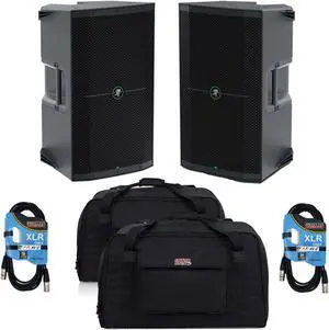 (2) Mackie Thump212 12 1400W Active Speaker, (2) Gator TOTE12, (2) XLR Cables Bundle