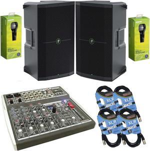 (2) Mackie Thump212 12 1400W Active Speaker, Soundtrack MX-1002U, (2) SV100 Mics, (4) XLR Cables Bundle