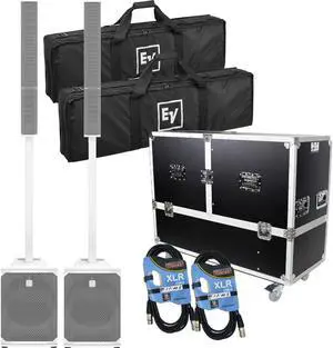(2) Electro-Voice Evolve 50M Powered Speaker  White (Top Cover Included), ProX X-EV-EVOLVE50X2W, (2) XLR Cables Bundle