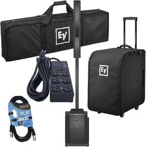 Electro-Voice Evolve 50M Powered Speaker (Top Cover Included), EV Rolling Case, XLR Cable, Furman (SS6B) Bundle
