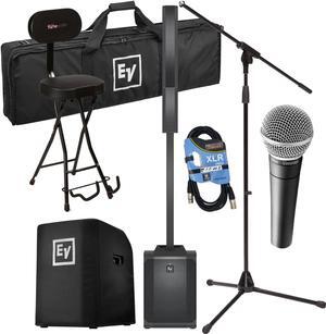 Electro-Voice Evolve 50M Powered Speaker (Top Cover Included), Guitar GFW-GTR-SEAT, EVOLVE50-SUBCVR, Mic Stand, SM58 Mic, XLR Cable Bundle