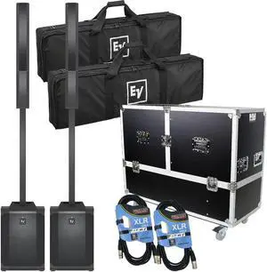 (2) Electro-Voice Evolve 50M Powered Speaker (Top Cover Included), ProX X-EV-EVOLVE50X2W, (2) XLR Cables Bundle