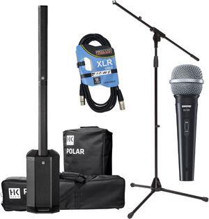 HK AUDIO POLAR 10 2000W Powered Array System with Bluetooth, SV100 Mic, Mic Stand, XLR Cable Bundle