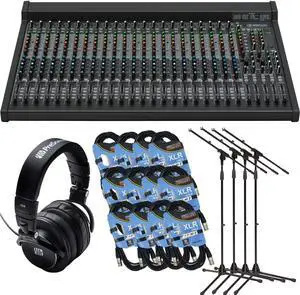 Mackie 2404VLZ4 24-Channel Mixer, (4) Mic Stand, (12) XLR Cables, Presonus HD9 Bundle