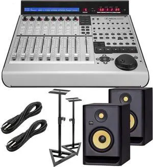 Mackie MCU Pro Control Surface, (2) KRK RP5G4 Monitors, Monitor Stands, (2) 1/4 Cables Bundle