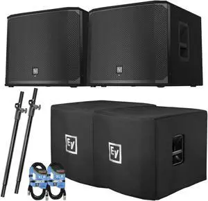(2) Electro-Voice EKX-15SP 15 Sub, (2) EKX-15S-Covers, (2) XLR Cables, (2) Speaker Poles Bundle