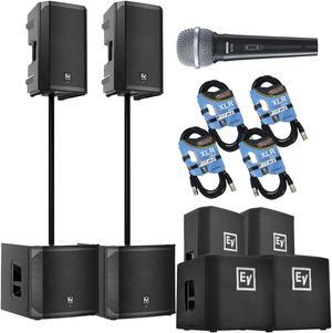(2) Electro-Voice ELX200-12P, (2) EV ELX200-12SP, (2) ELX200-12P Covers, (2) ELX200-12SP Covers, (2) Poles, SV100 Mic, (4) XLR Cables Bundle