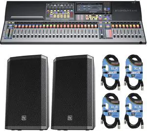 PreSonus StudioLive 64S Series III S 76-Channel Digital Mixing Console/Recorder/Interface + 2x Electro-Voice ZLX-12P and Cables