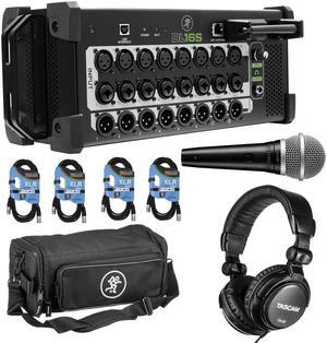 Mackie DL16S 16-Channel Wireless Digital Live Sound Mixer with Built-In Wi-Fi + Mackie DL16S Digital Mixer Bag + Tascam TH-02+ Dynamic Microphone + (4) XLR Cables.