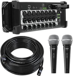 Mackie DL16S 16-Channel Wireless Digital Live Sound Mixer with Built-In Wi-Fi + Handheld Microphone + GLS Audio 100-Feet Ethercon