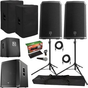 (2) Electro-Voice ZLX-12BT 12 Powered Bluetooth Loudspeakers and Subwoofer Package.
