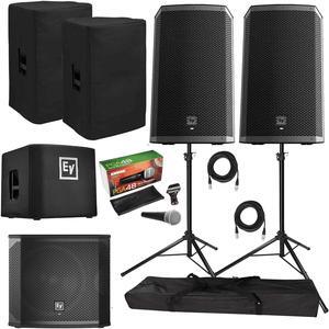 (2) Electro-Voice ZLX-12BT 12 Powered Bluetooth Loudspeakers and Subwoofer Package
