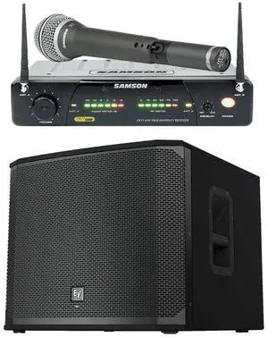 Electro-Voice EKX-18SP 18 Powered Subwoofer + Samson AirLine 77 Handheld Wireless Microphone System