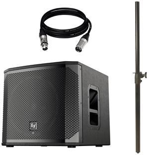 Electro-Voice ELX200-12SP-US 12 1200W Powered Subwoofer (Black, Single) & Adjustable Subwoofer Pole and 50FT XLR to XLR Cable