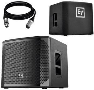 Electro-Voice ELX200-12SP-US 12 1200W Powered Subwoofer (Black, Single) & Electro-Voice ELX200-12S-CVR Padded Cover for ELX200 12 Subwoofer and Cable Package