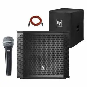 Electro-Voice ELX200-18SP 18 Powered Subwoofer with Microphone & Cover Package