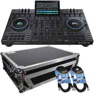 Denon DJ Prime 4+ Standalone 4-deck DJ Controller, ProX XS-PRIME4, (2) XLR Cables Bundle