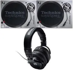 (2) Technics SL-1200MK7 Direct Drive Professional Turntable (Silver), Presonus HD09 Bundle