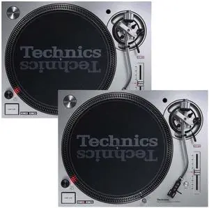 (2) Technics SL-1200MK7 Direct Drive Professional Turntable (Silver) Bundle