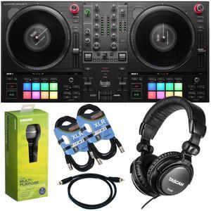 Hercules DJ DJControl Inpulse T7 2-deck Motorized DJ Controller, PSG AUDIO MP-0919 Dual Wireless Mic Bundle