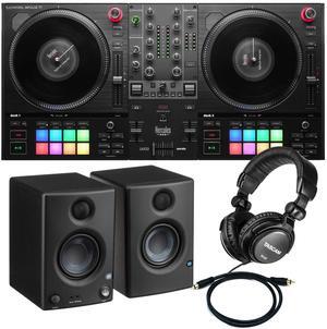 Hercules DJ DJControl Inpulse T7 2-deck Motorized DJ Controller, Presonus Eris3.5, RCA Cables, Tascam TH02 Bundle