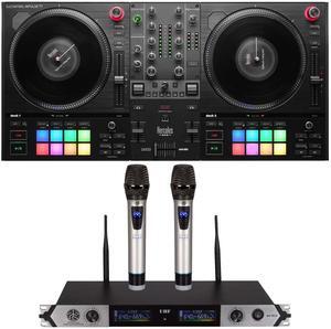 Hercules DJ DJControl Inpulse T7 2-deck Motorized DJ Controller, Tascam TH02, (2) XLR Cables, Shure SV100, RCA Cables Bundle