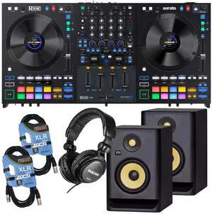 Rane Four 4-channel DJ Controller, (2) KRK Rokit 5 G4, (2) XLR Cables, Tascam TH02 Bundle