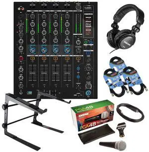 Reloop RMX-95 Digital Club Mixer, Shure PG48, Laptop Stand, Tascam TH02, (3) XLR Cables Bundle