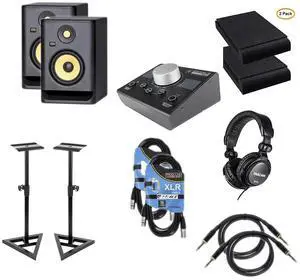 KRK ROKIT 5 G4 5 Pair  Mackie Big Knob Passive  Studio Monitor Stand (2)  Foam Pads  XLR Cables (2)  1/4 Cables (2)  Tascam TH02